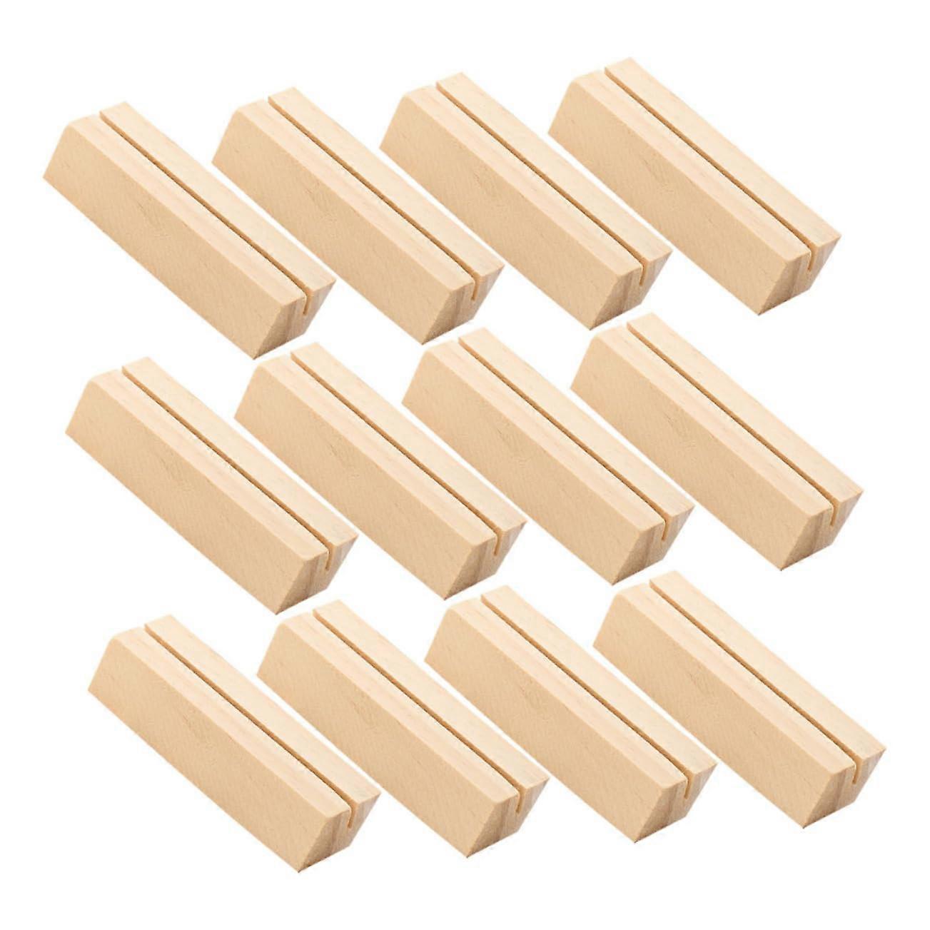 Wooden Photo Stand Card Holder Set of 12, Rectangular Table Display Organizer for Home Office 7.2cm