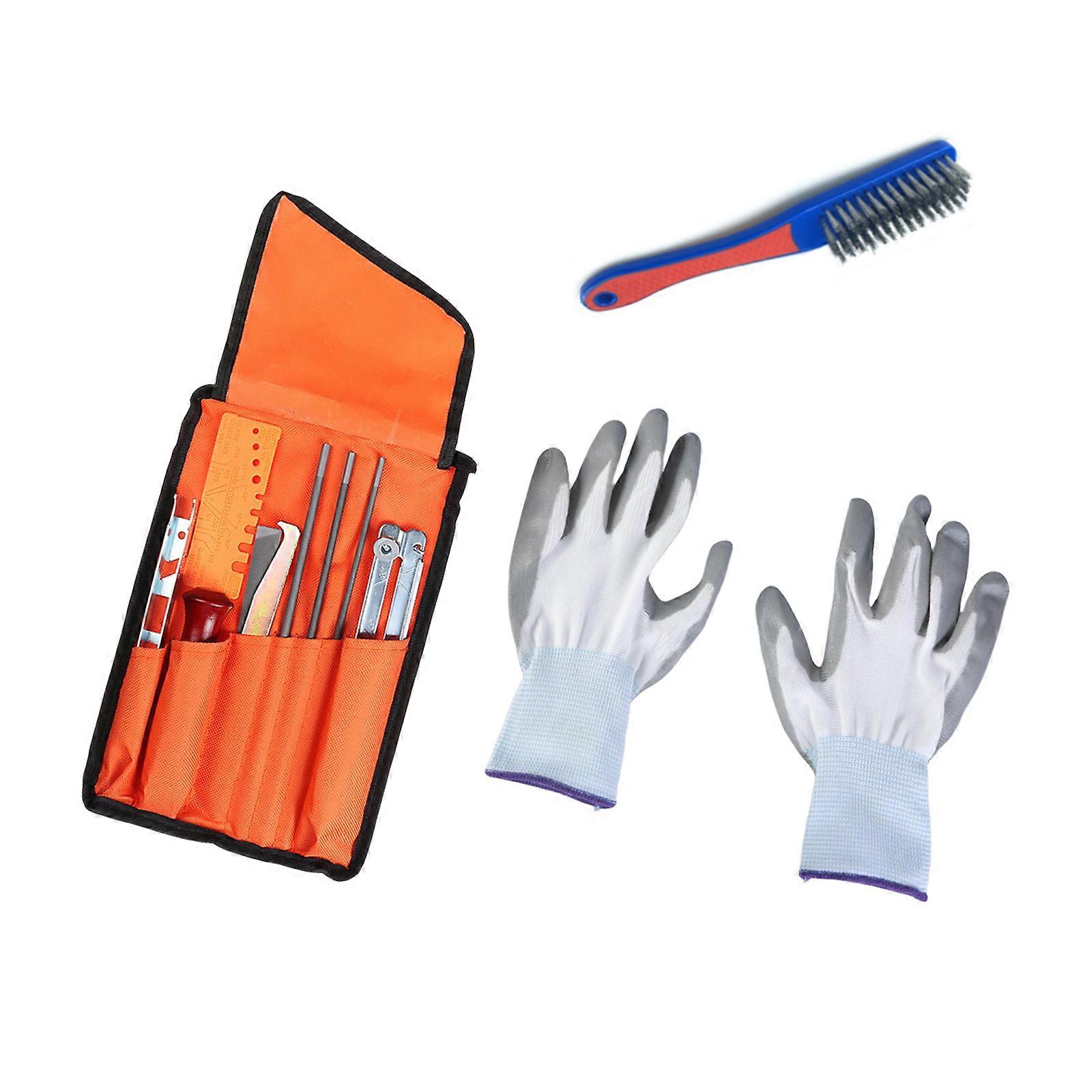 Steel Chainsaw Sharpening Kit Chainsaw Sharpening File Multipurpose Portable Chainsaw Chain Sharpener with Storage Pouch Multicolor