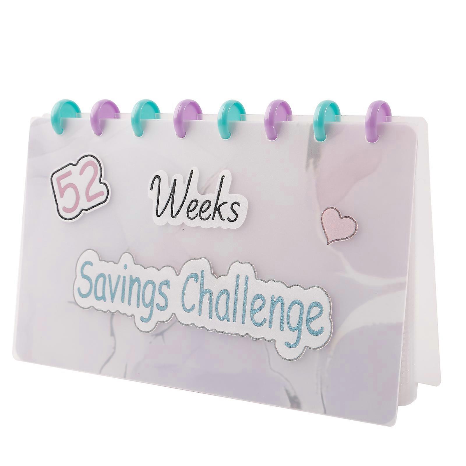 Savings Challenge Book with  Envelopes 52 Week  Saving Challenge Binder PVC Waterproof Budget Book Holder Multicolor