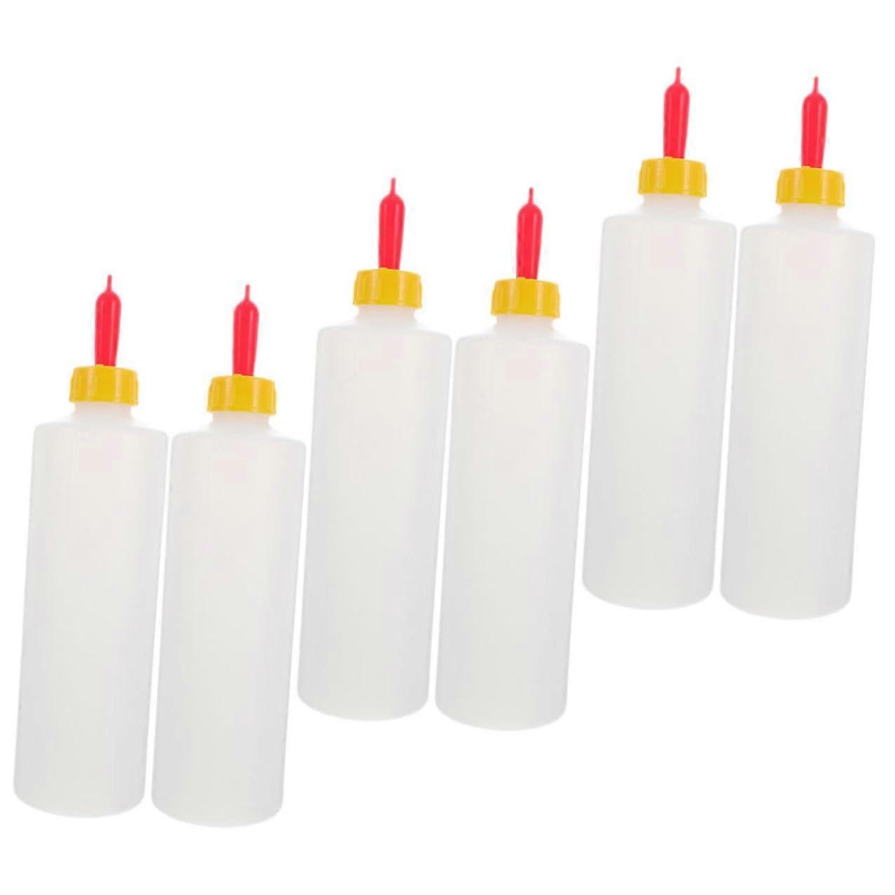 6pcs Lamb Feeder Bottles 400ml with Short Nipples for Goat Calf and Small Animal Feeding
