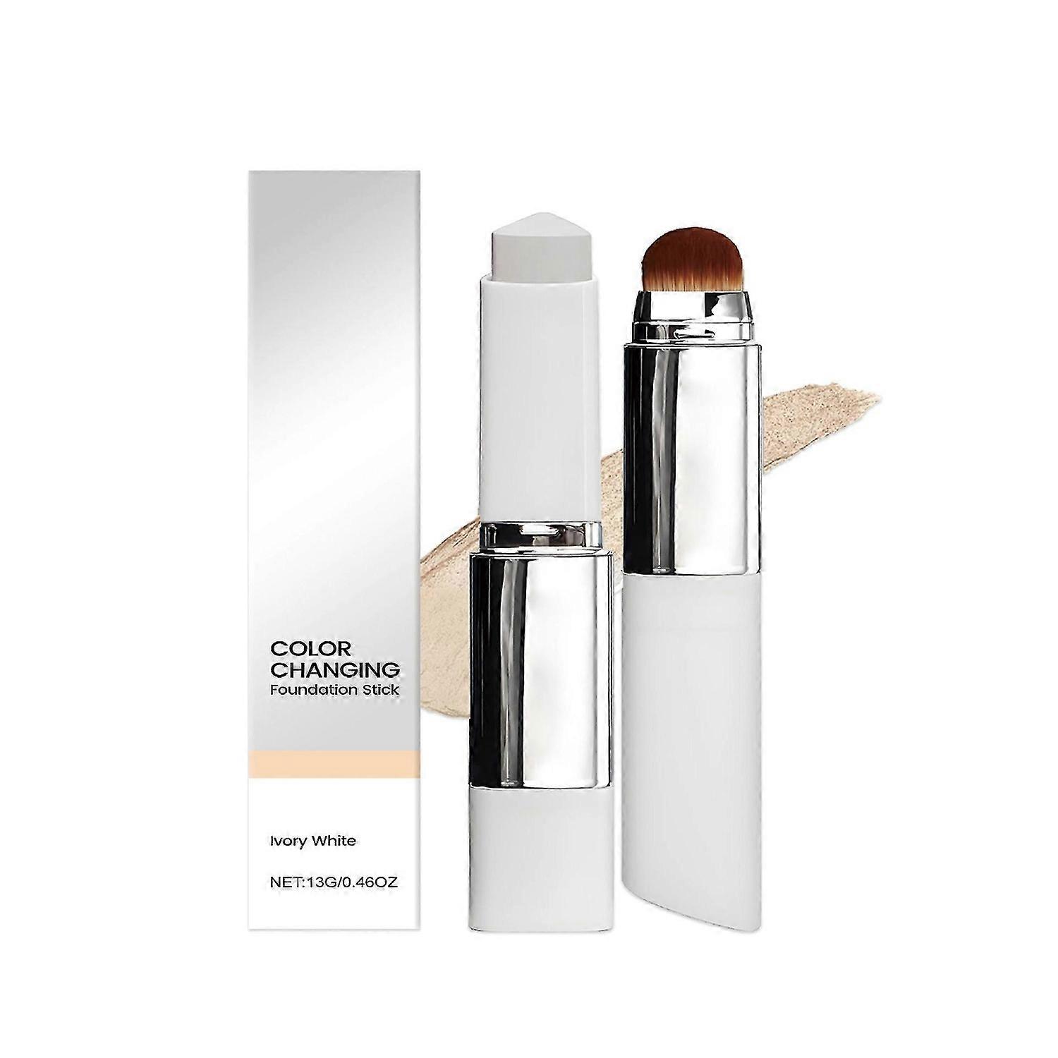Chartming Color Changing Foundation Stick,Cover Cream Stick V White Foundation Stick with Volufiline With Brush Head,Coverage Base Makeup,Suitable for