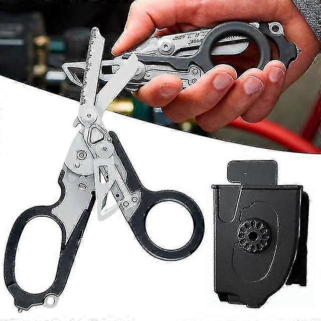 Multifunktion Raptor 6 In1 Raptor Emergency Response saks med remskærer og glasbryder Sort remskærer Sikkerhedshammer