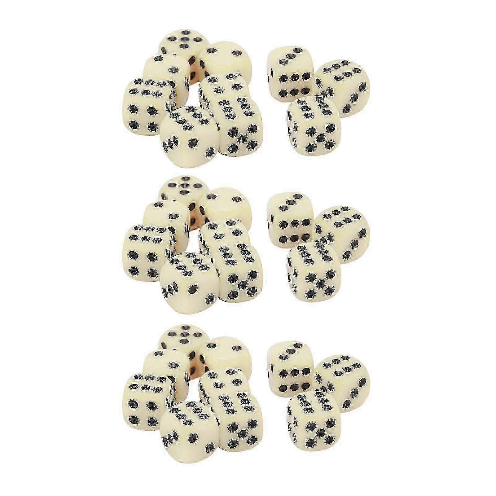 30PCS 16MM Plastic Dice Set - 6 Sided Round Corners Dice Cubes for Table Games Board Games RPGs, Beige