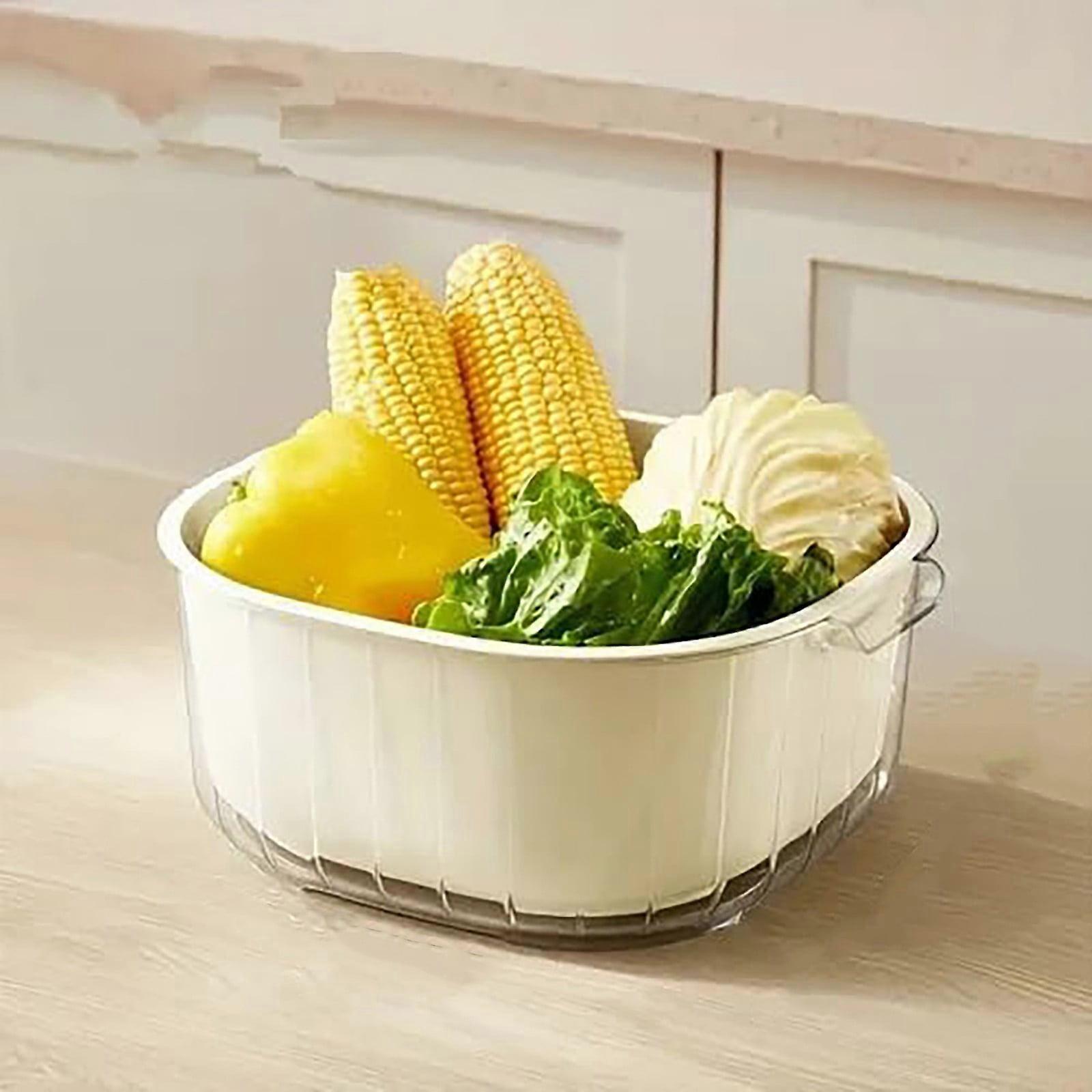 Giyblacko 2-in-1 Double Layer Strainer Basket, Colander Bowl Set for Fruit, Veg, Pasta - 11.00 x 10.22 x 4 in