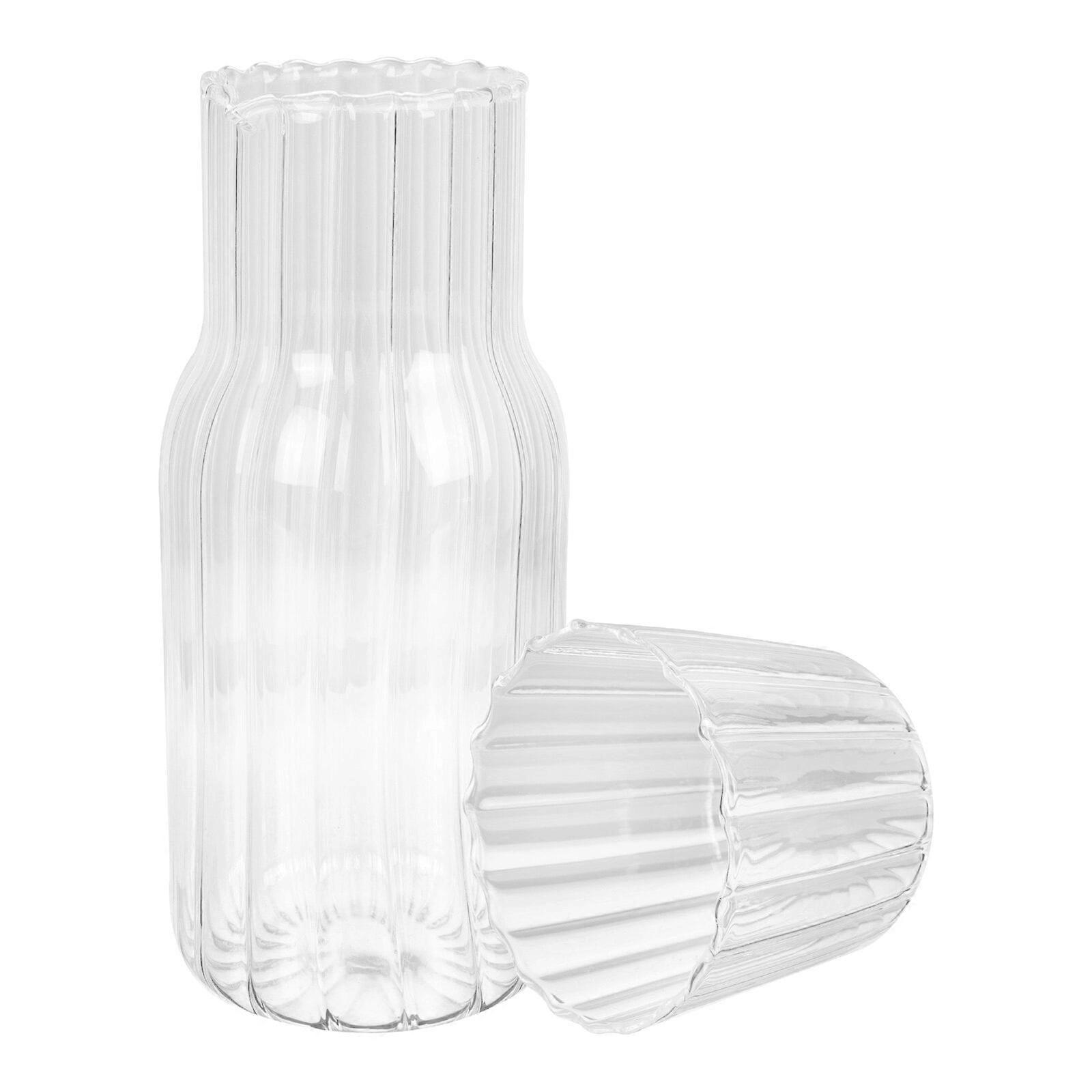 1Pc Household Storage Kettle Vertical Grain Glass Water Storage Container