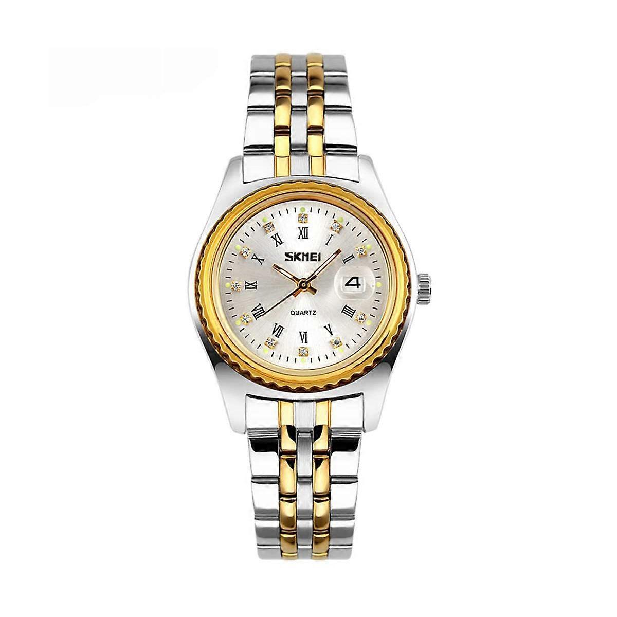 Ladies Gold Silver Watch with Date Dial Skmei Quick UK Delivery