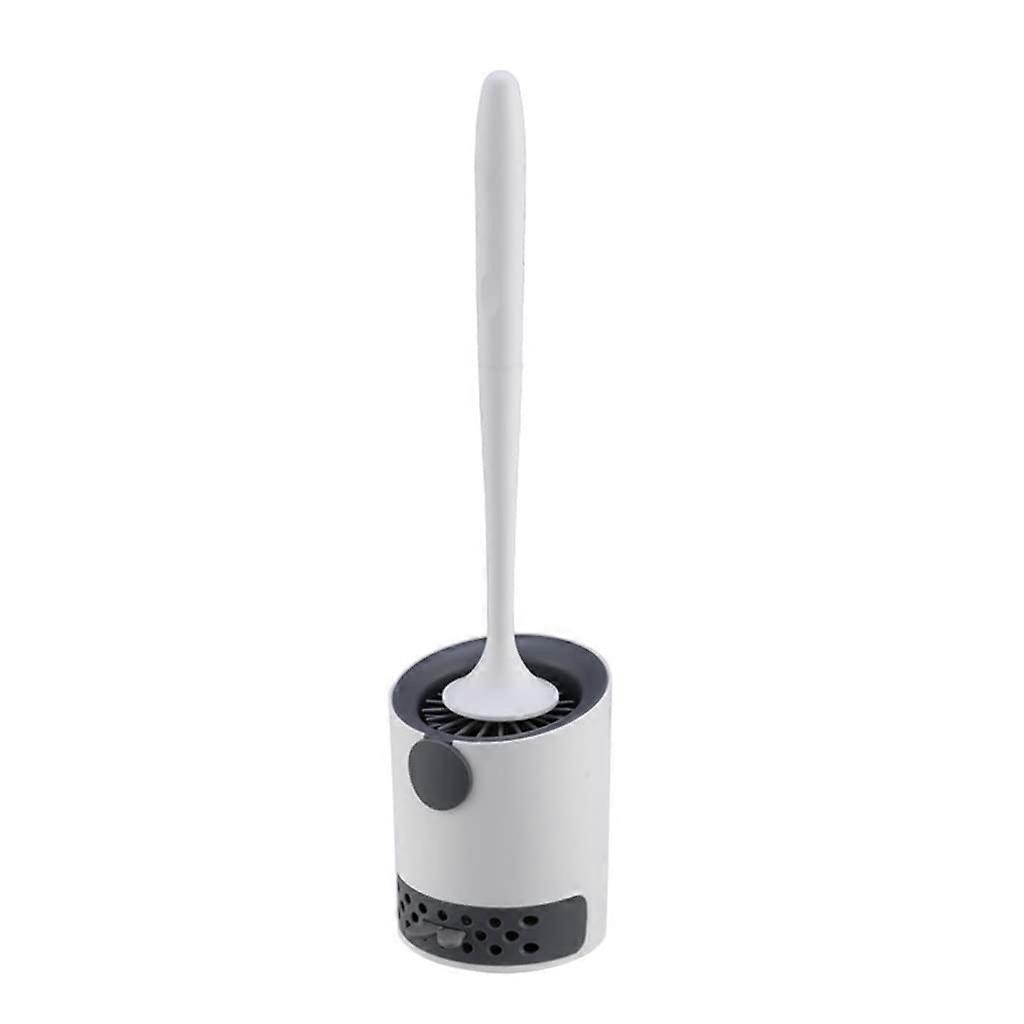 Silicone Toilet Brush with Long Handle, No Dead Corner Cleaning, Punch Base with Drain Tray