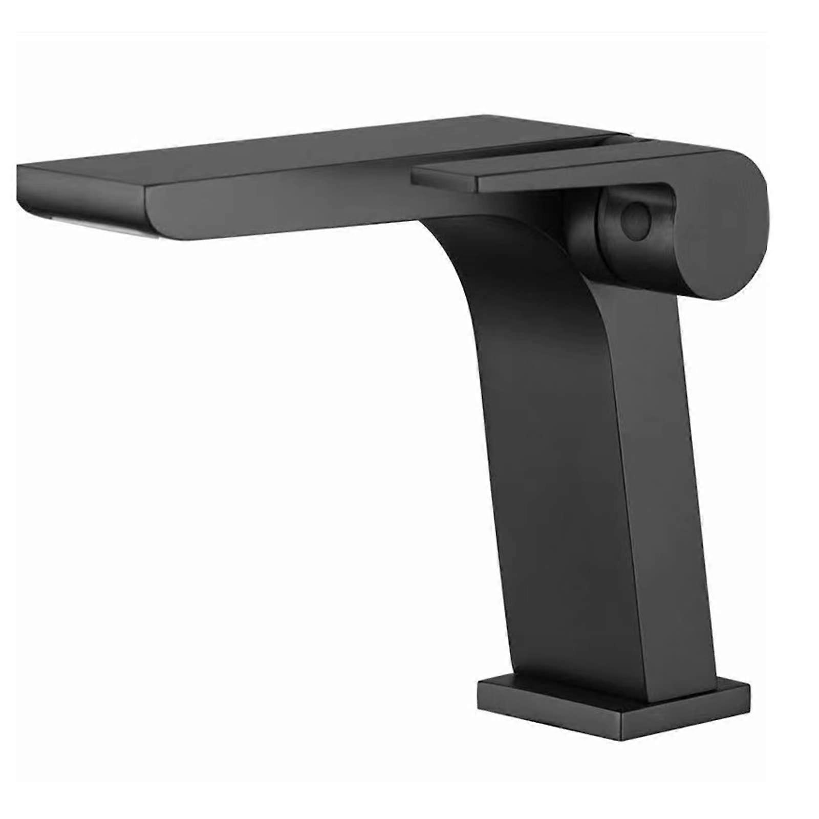 Bathroom Basin Mixer Faucet with Single Handle Brass Waterfall Design for Hot and Cold Water Grey