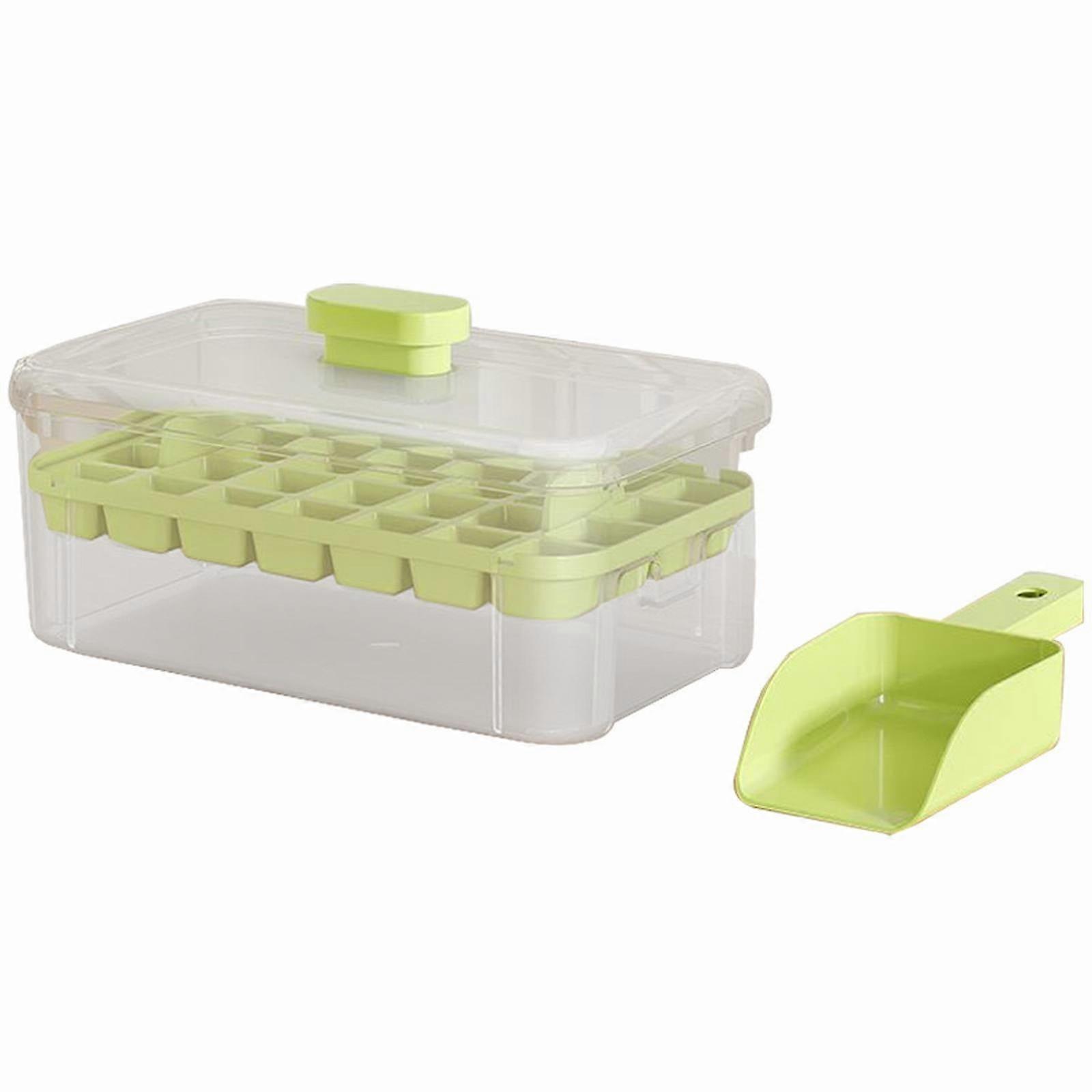 Double Layer Ice Cube Tray with Storage Box, 56 Grid, Food Grade Plastic, Easy Flip Lid & Ice Shovel, compatible with home use