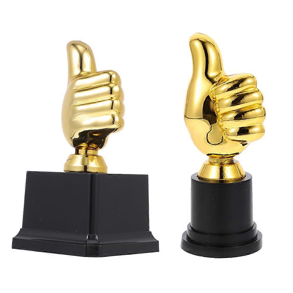 Plastic Trophy Thumb Model for Decor Award Trophy Golden 2Pcs Collection