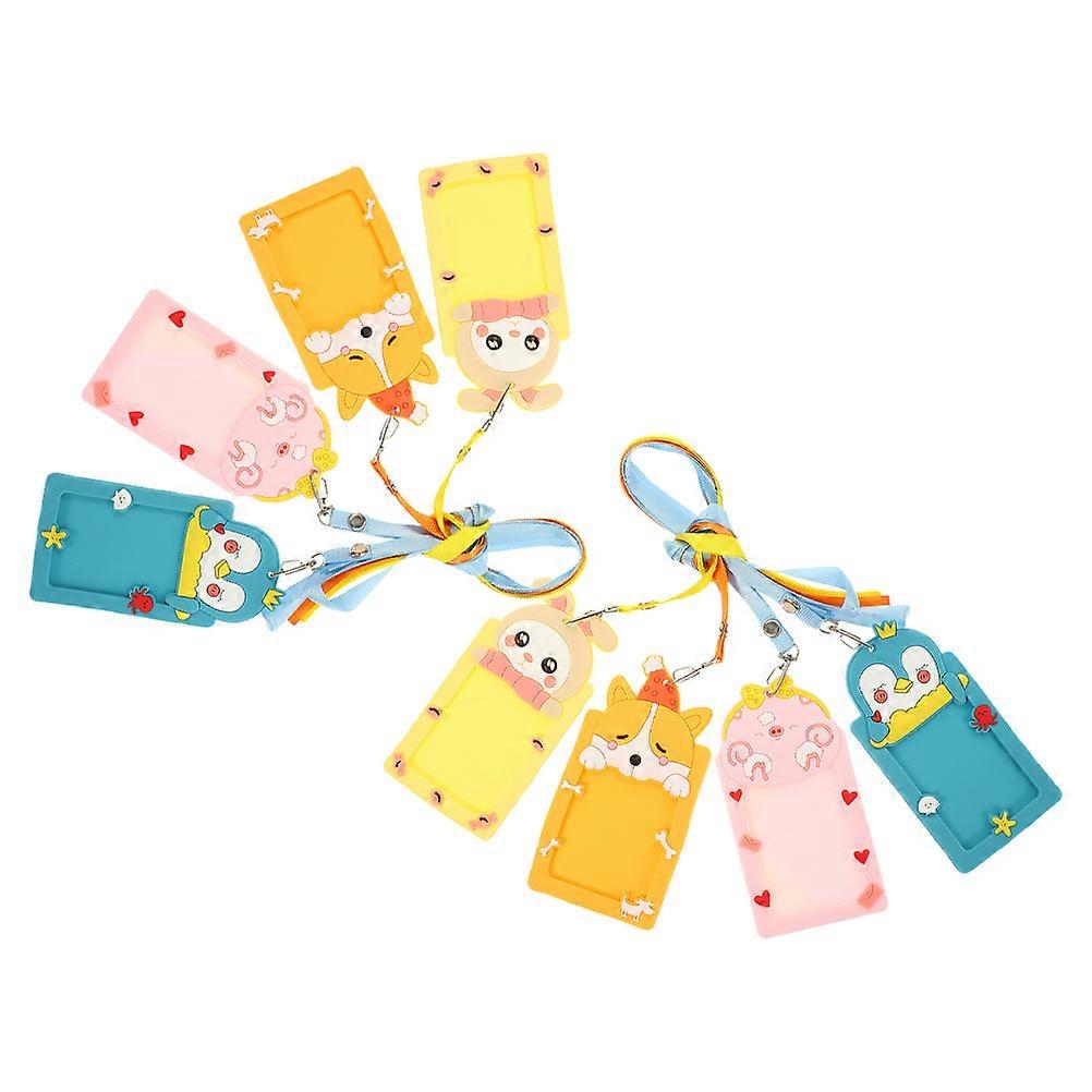Assorted Color Badge Holder for Storage 8Pcs Cartoon PVC Card Holder