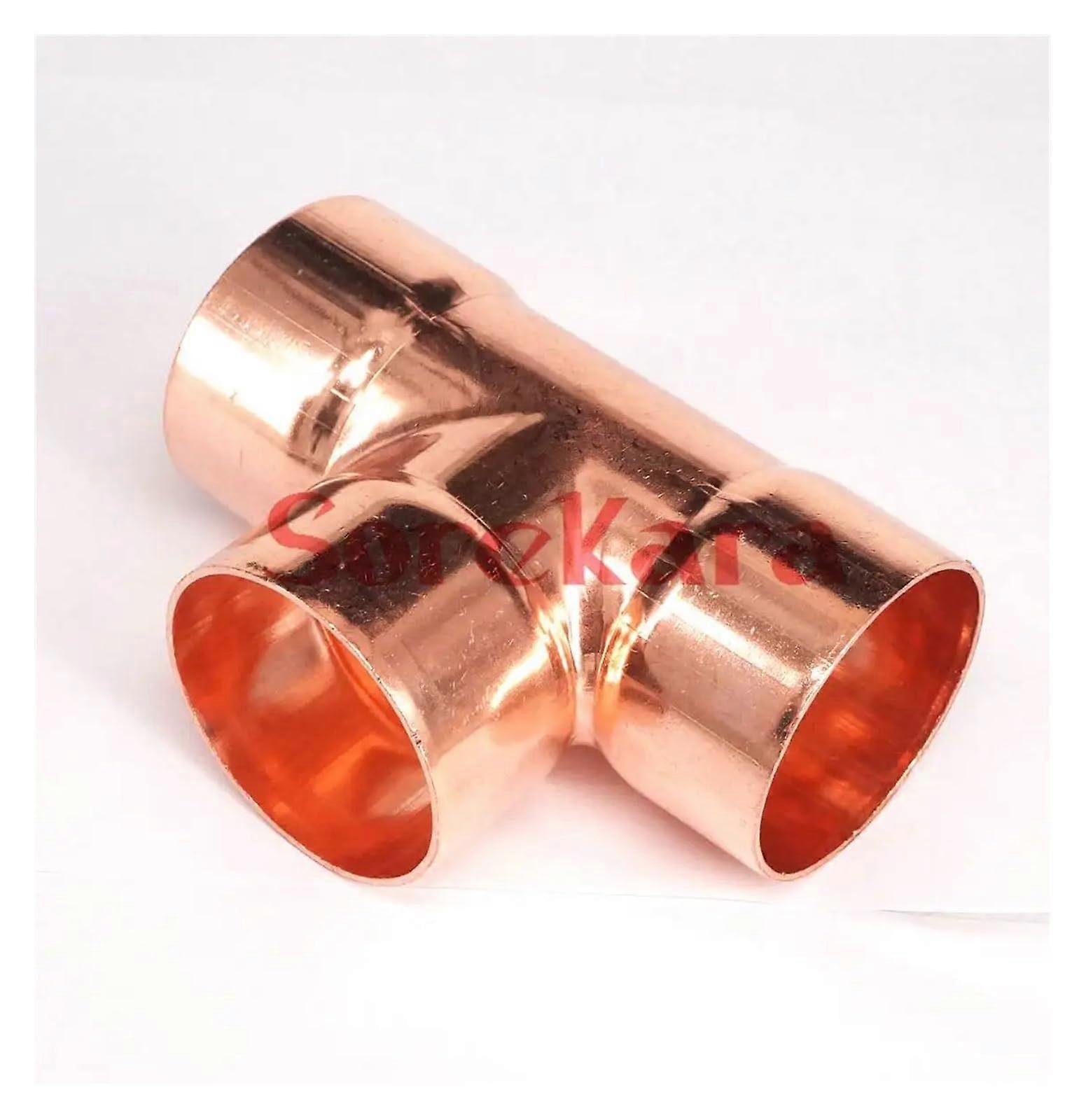 Copper End Feed Equal Tee 35x1.5mm 3 Way Pipe Fitting for Air Conditioner, Plumbing, Water Heater