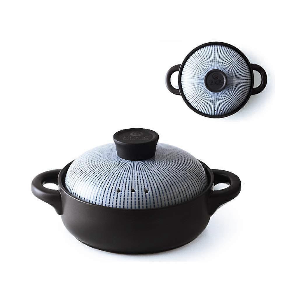 Ceramic Casserole Dish with Lid Small Clay Pot Round Earthen Cookware for Soup Stew Baking
