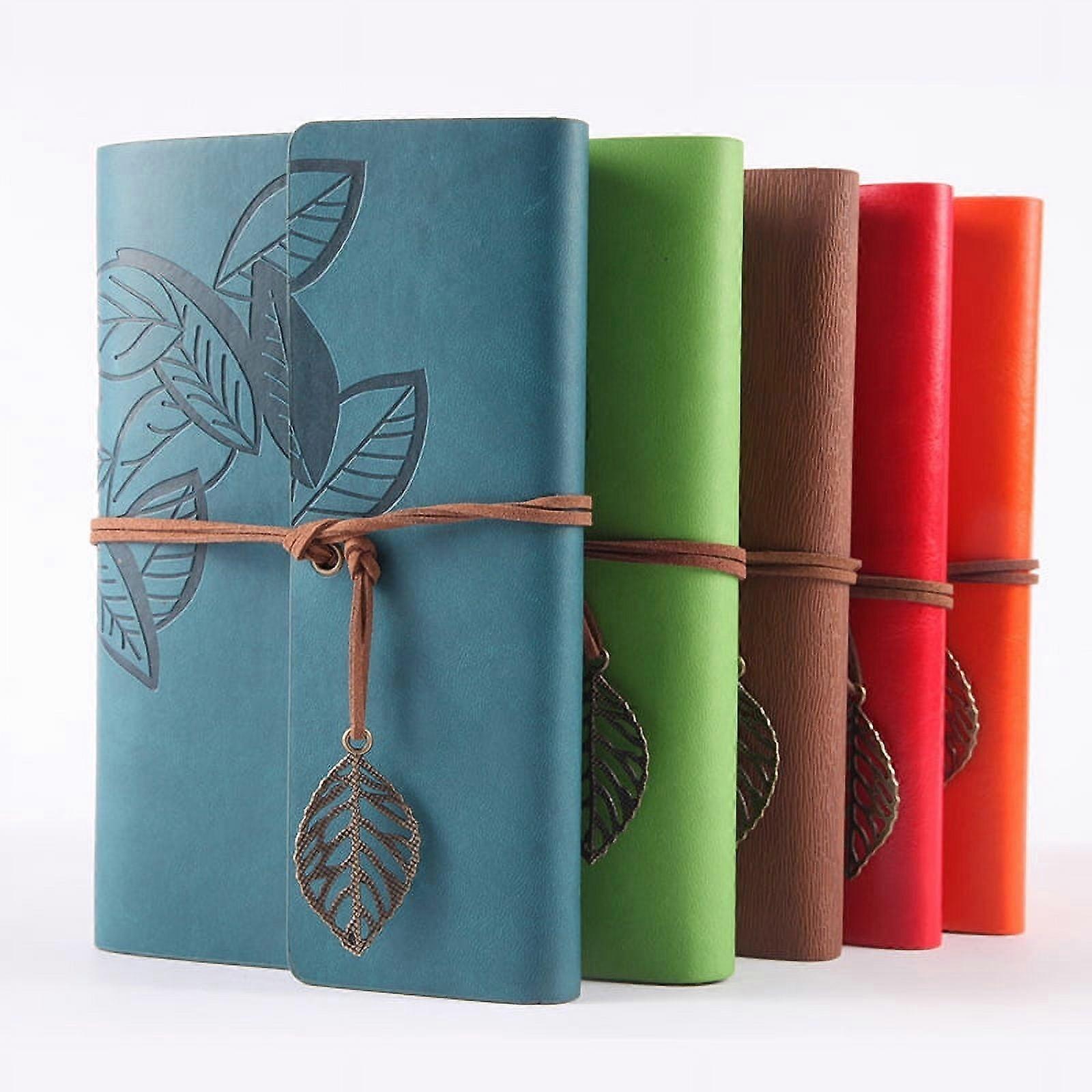 SagaSave Leather Retro Vintage Notebook Bound Diary Book with Leaf Pendant Travel Journal Note