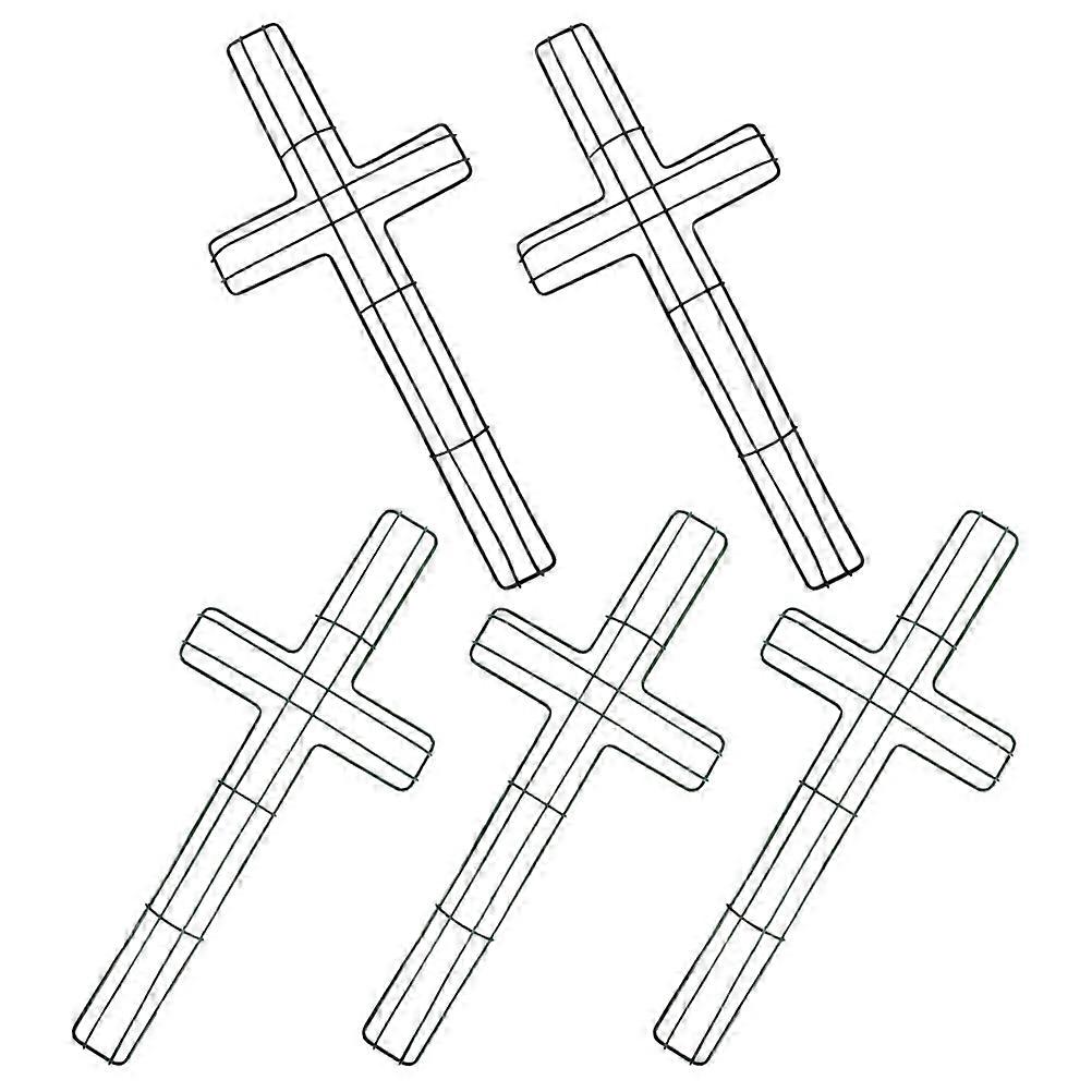 Religious Cross Wreath Frame Metal Wire Form for Hanging 5Pcs