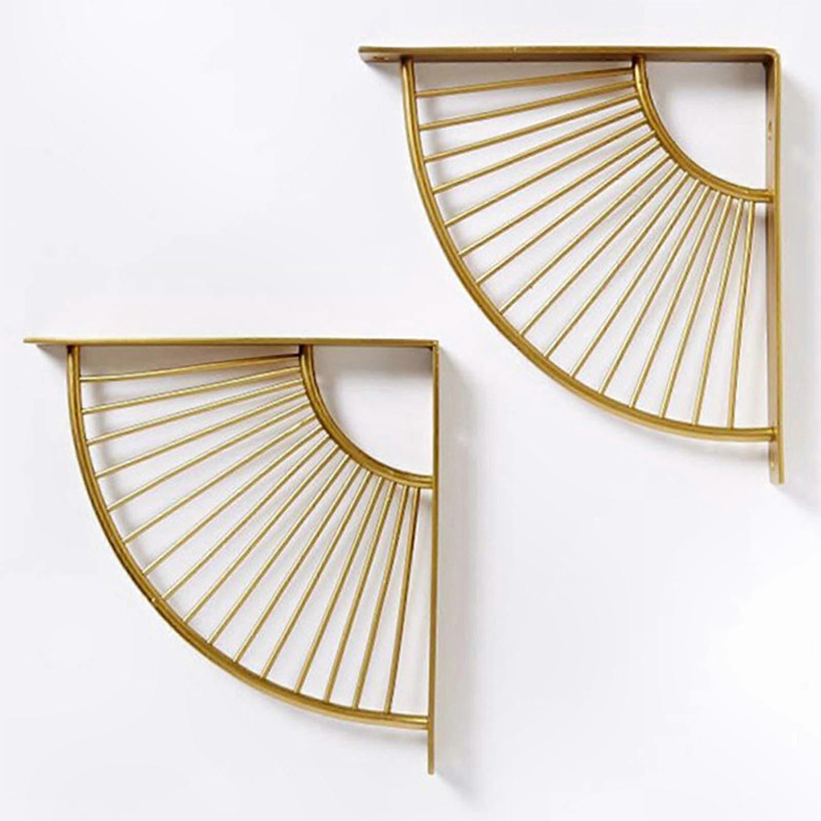 2 Pack Gold Sector Shelf Brackets for Wall Decor 20cm Mounting Hardware