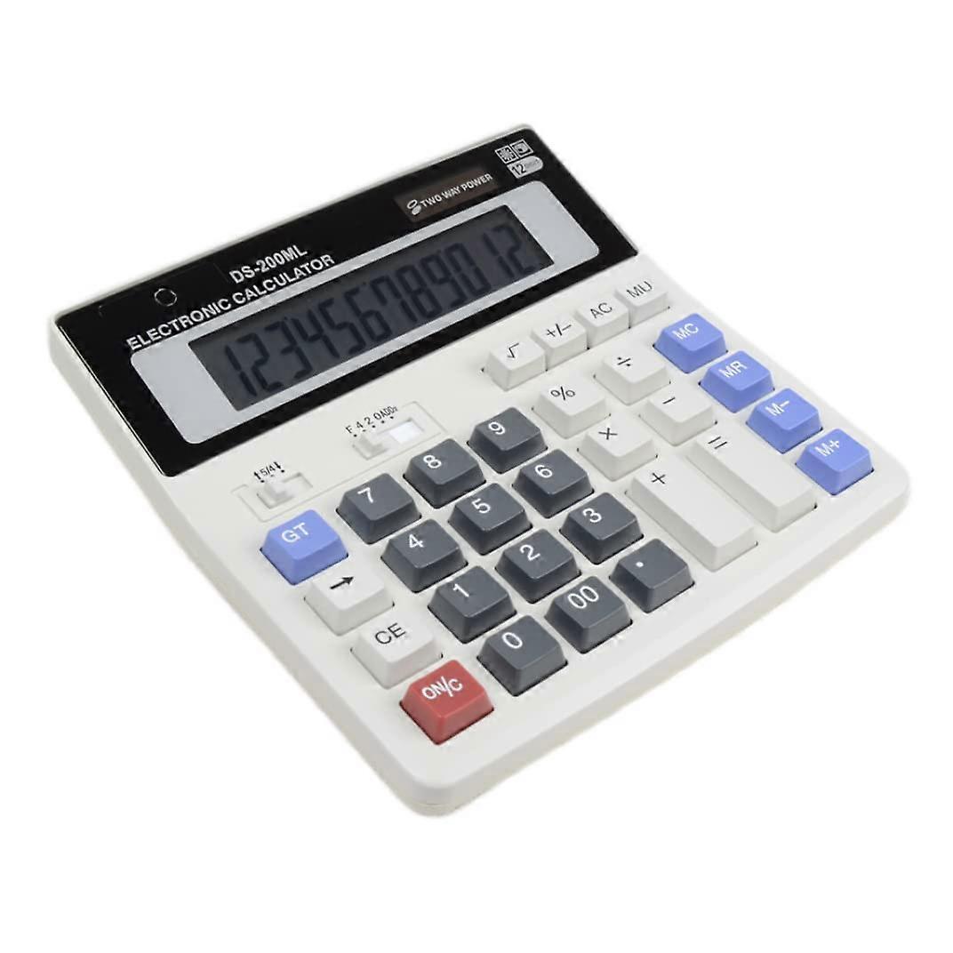 12Digit Solar Powered Desktop Calculator with Large LCD Display and Dual Power Supply