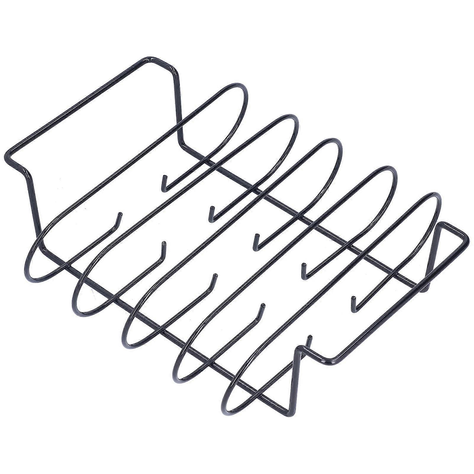 BBQ Rib Rack Non Stick Standing Roasting Rack for Outdoor Grill Even Airflow Cooking