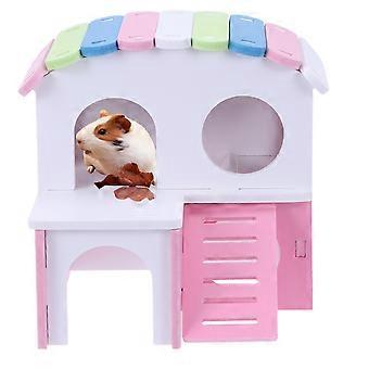 Hamsterhus i trä med dubbla lager ger 1 st bekväm lekyta