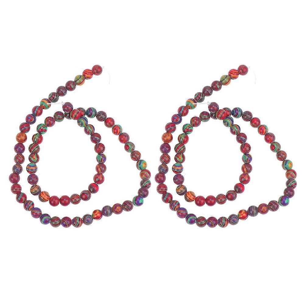 Malachite Beads Round Loose Bead for Decoration 2 Strands Set