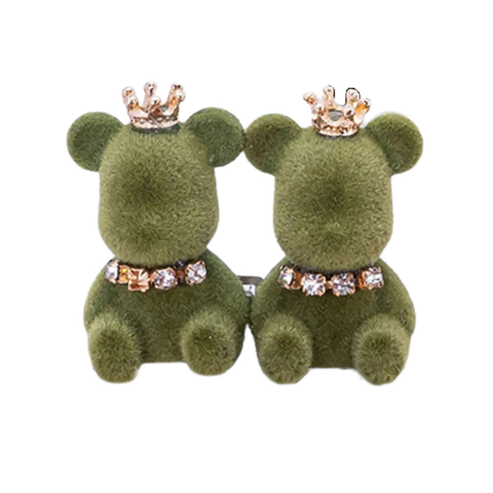 Practical Pants Button Set Bear Shape Glittering Flocking Fabric Protective  Green