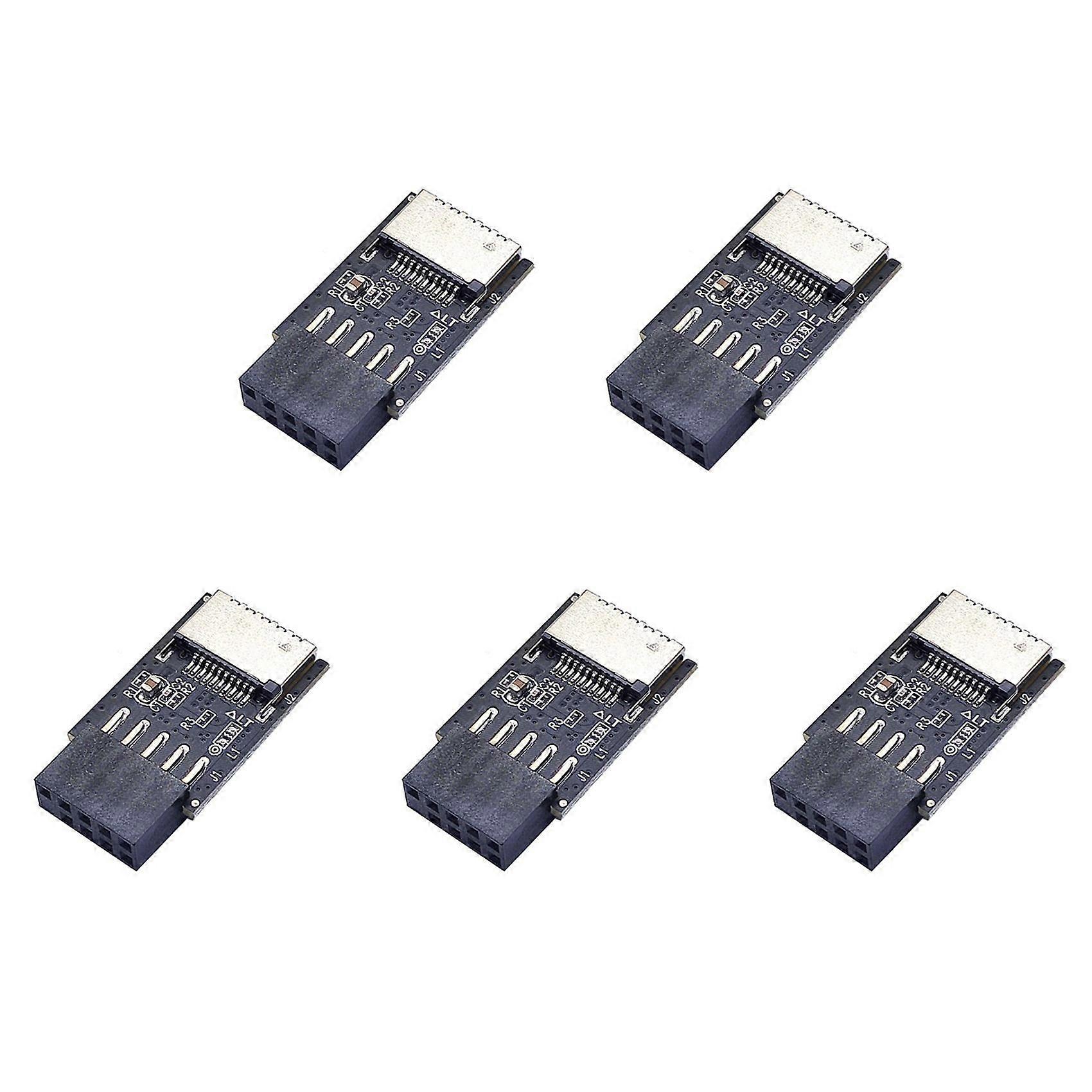 5X Motherboard USB2.0 9Pin to TYPE-C A-KEY Front Connector Converter USB3.2 TYPE-E Interface Header Adapter