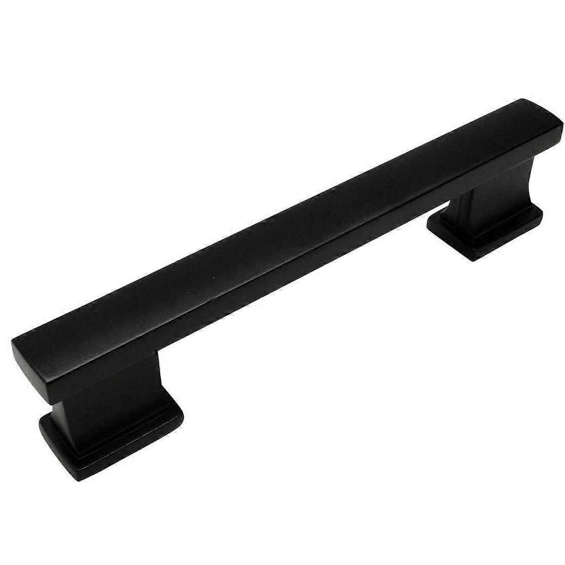 Flat Black Cabinet Handles 96mm Hole Centers Modern Sleek Drawer Pulls Durable Ergonomic Grip