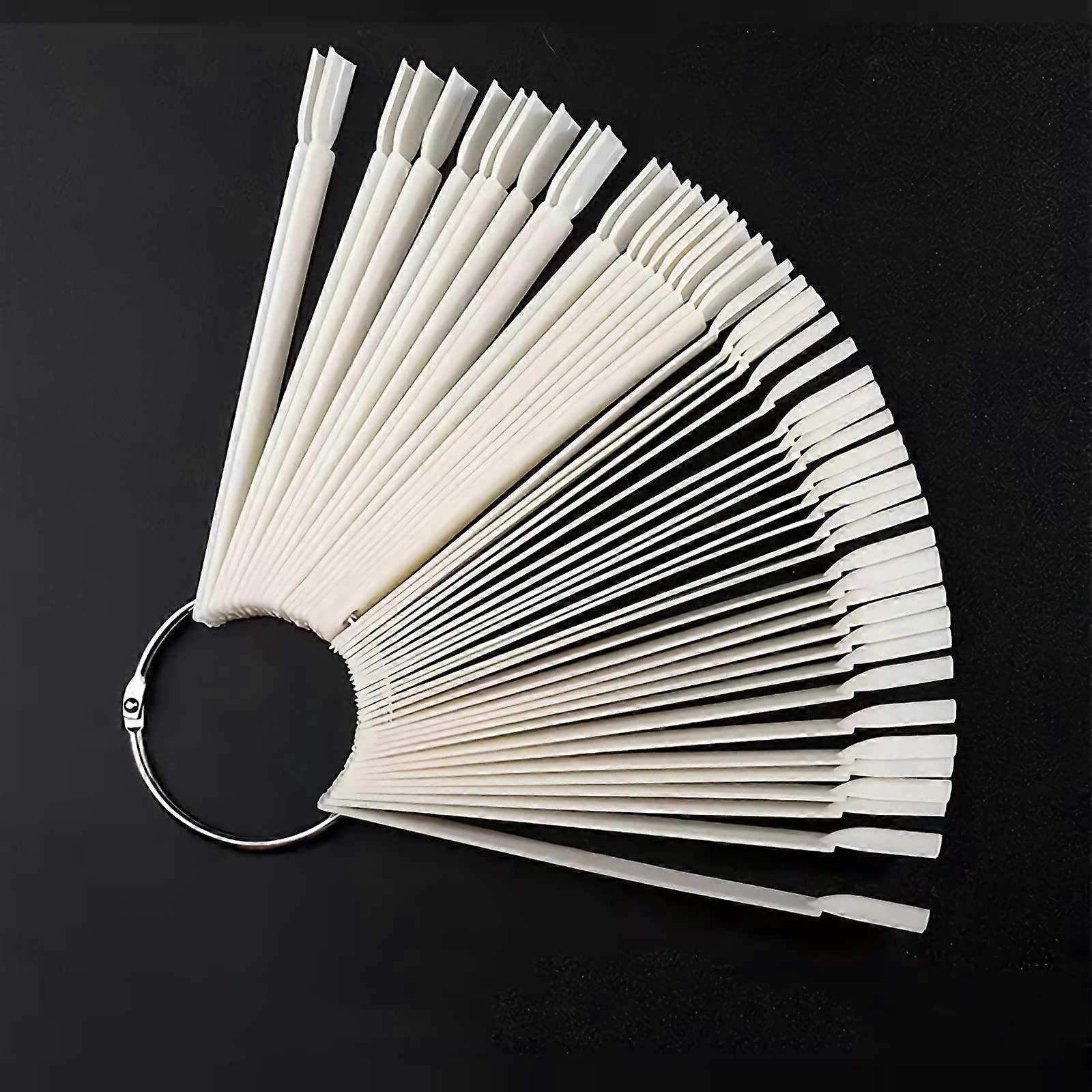 50pcs Clear Nail Art Display Tips with Ring, FanShaped False Nail Practice Sticks Set