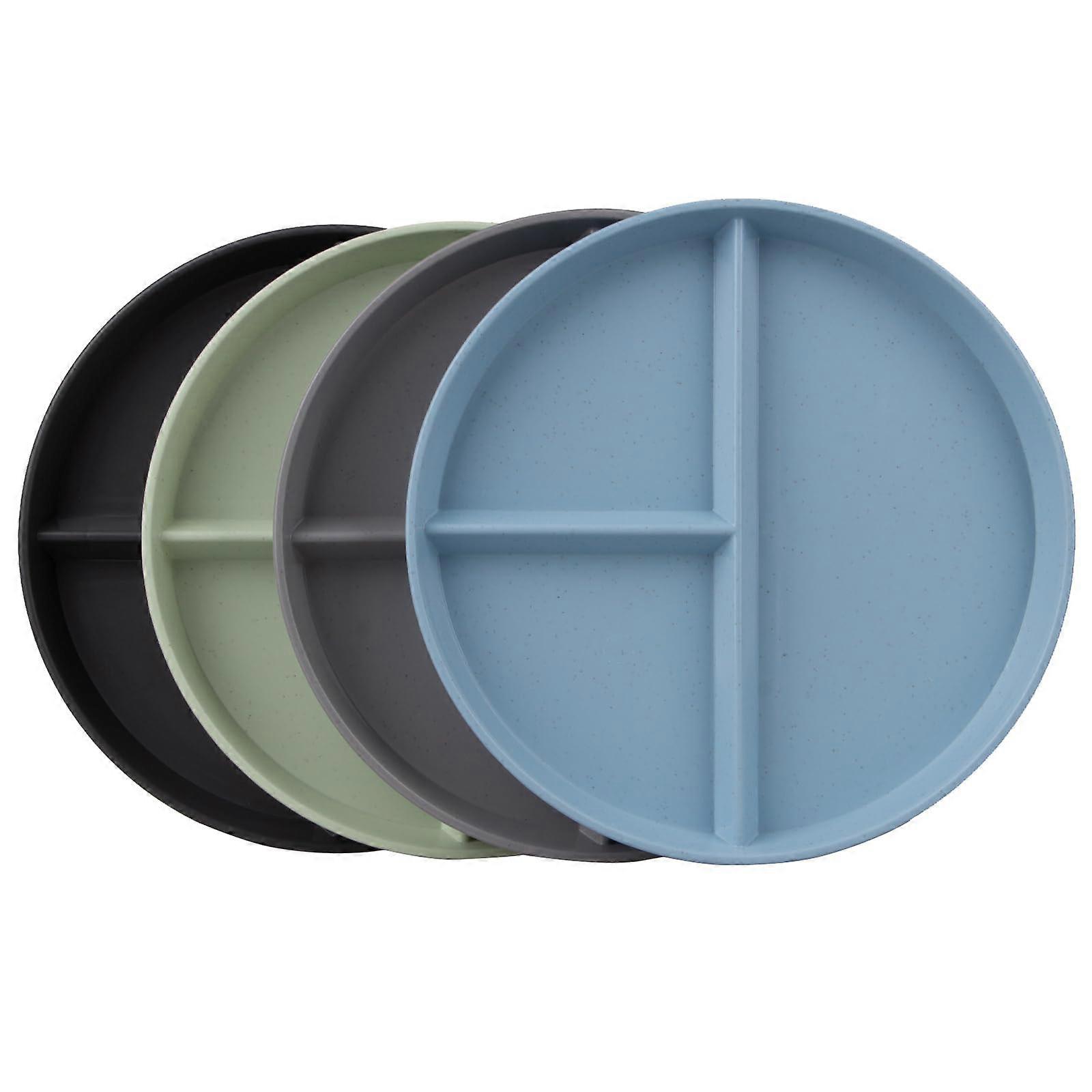 9 Inch Divided Dinner Plates Set 4 Pcs ThreeCompartment Portion Control Microwave and Dishwasher Safe Multicolor