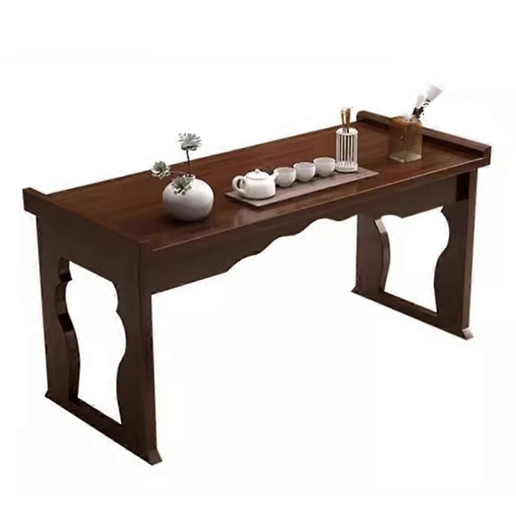 Foldable Bamboo Coffee Table 60cm, Japanese Style Low Folding Table for Small Spaces and Balcony