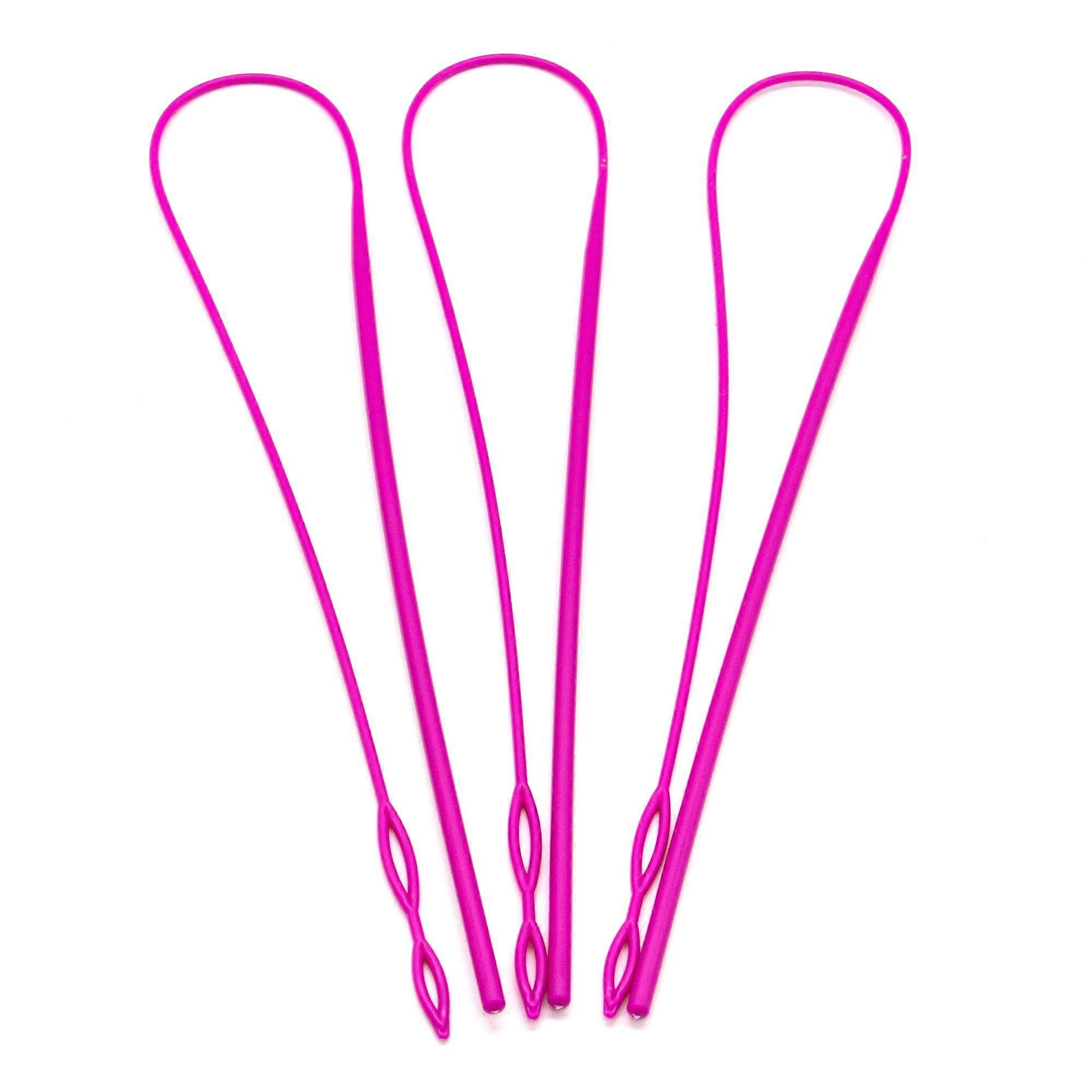 3 Pack Drawstring Threader Set Easy Flexible Needle for Hoodies Pants Shorts Jackets Red Pink