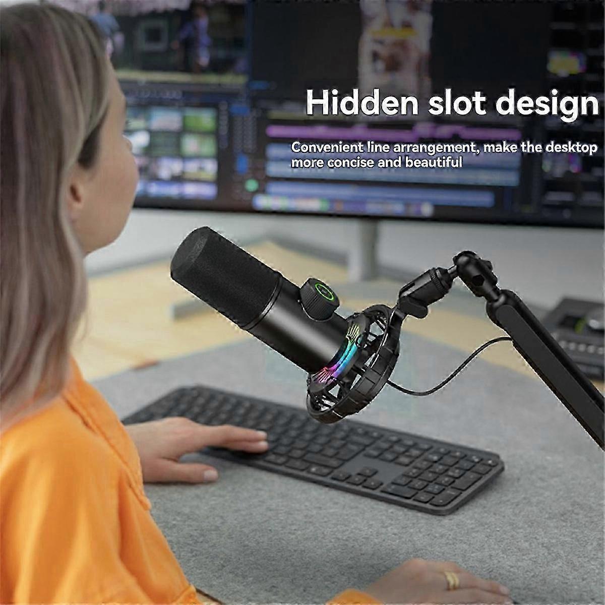 Adjustable Rod Microphone Bracket, with Desktop Mounting Clip,B