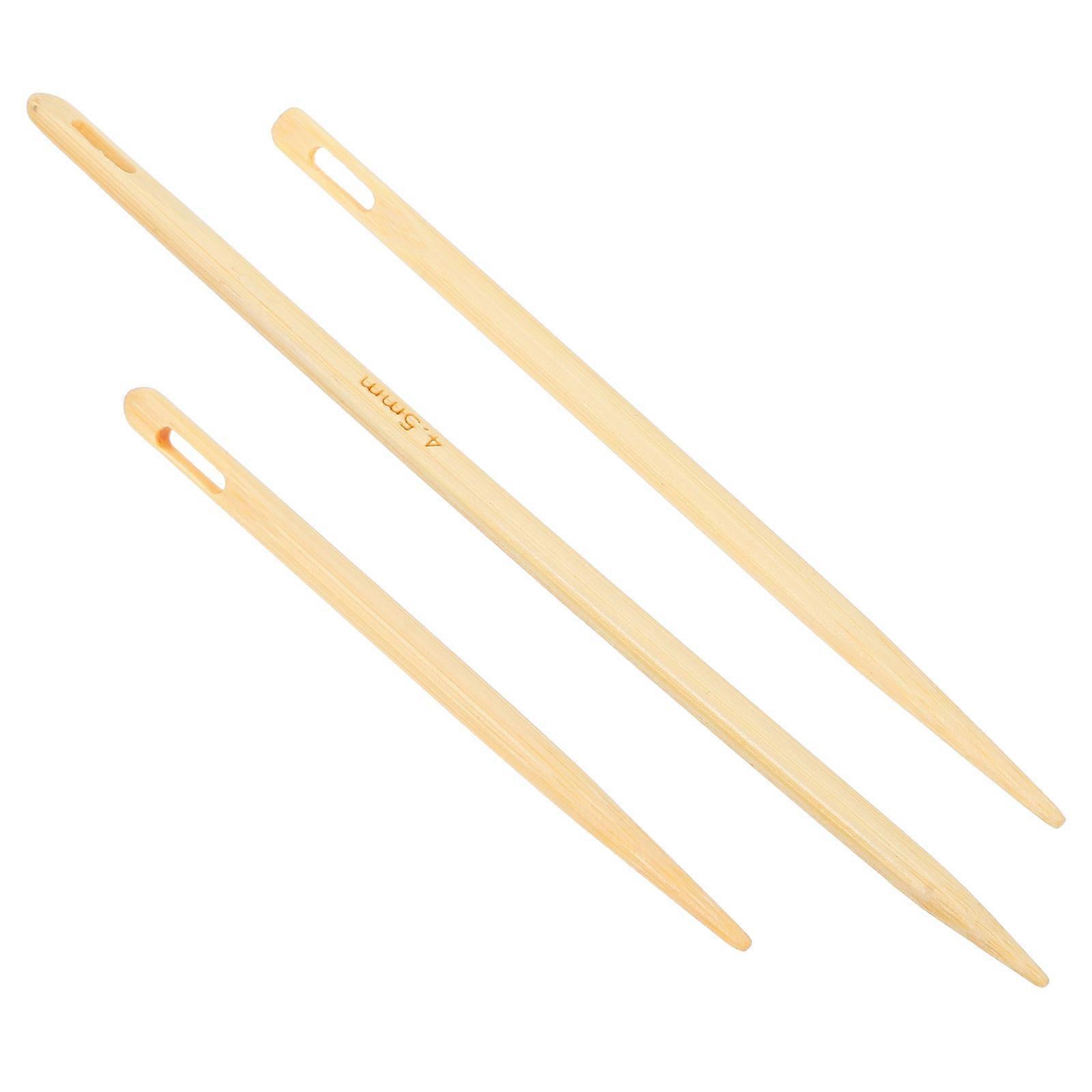 Circular Knitting Needle Bamboo Wood Hand Weaving Tools for Yarn 3Pcs