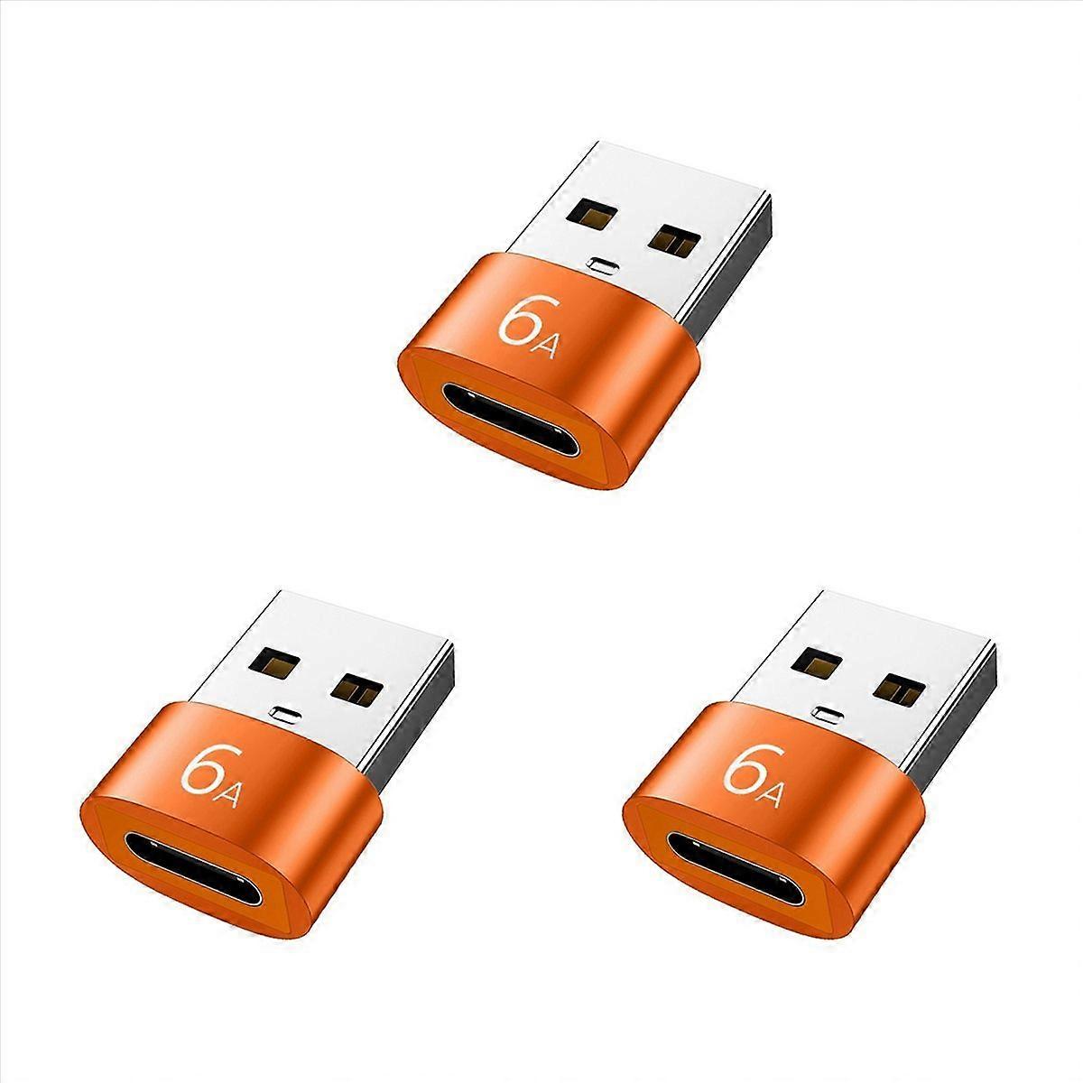 1Pcs 6A Type C to USB 3.0 OTG Adapter, Orange