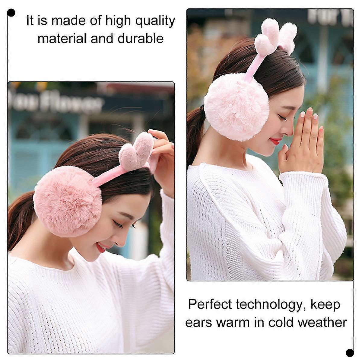 Pink Reindeer Antlers Foldable Earmuffs for Ear Warming Use