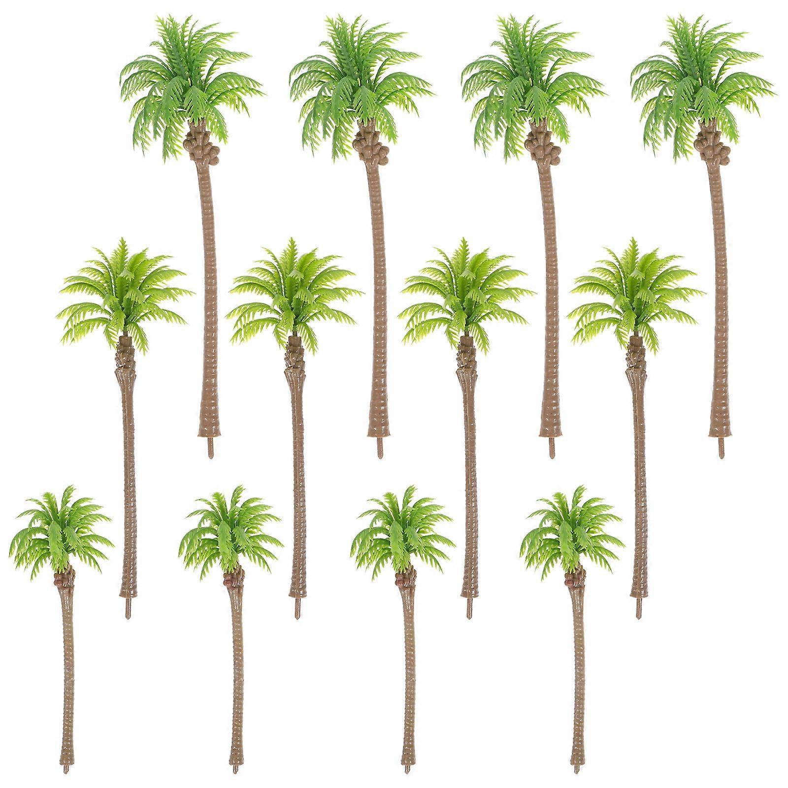 Plastic Palm Trees Miniature Trees for Display 12Pcs Scene Ornaments