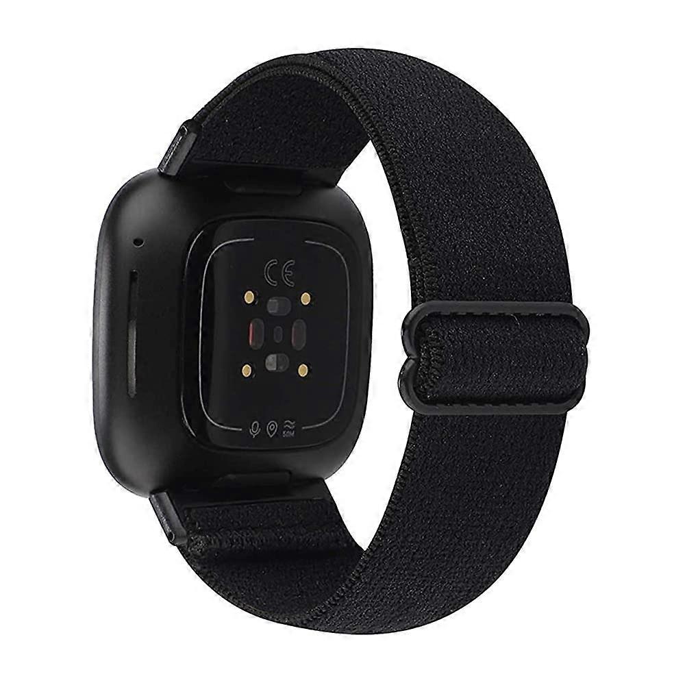 Stretchy Nylon Breathable Strap Comfortable Black Replacement for Fitbit Versa3 and Sense