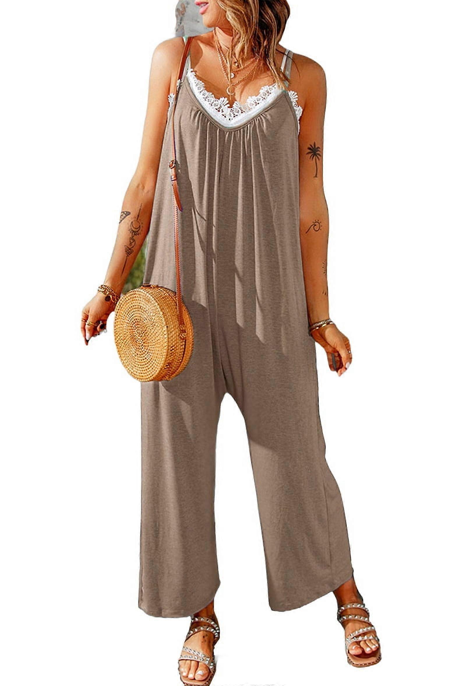 Womens Casual Jumpsuits Light Brown S