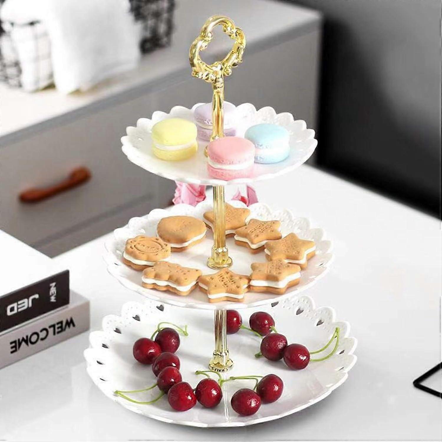 Three-tier plastic dessert stand, cupcake stand