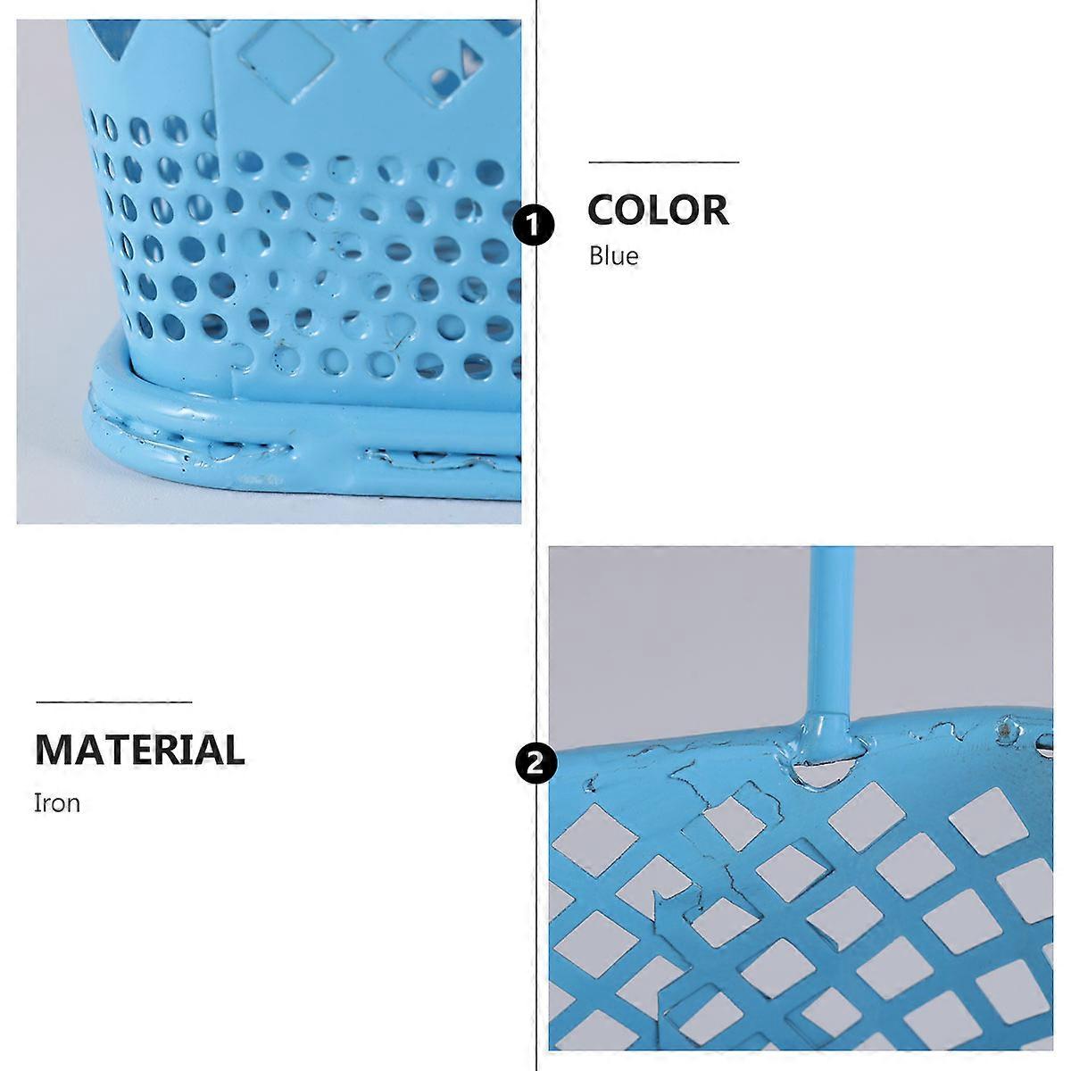 Blue Long Rectangular Storage Basket Iron for Hanging 1Pcs Dorm Use