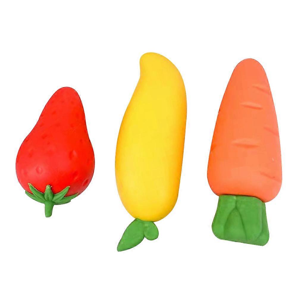 Fruit Pencil Erasers Household Mini Erasers for Convenient Multi-Function 3Pcs