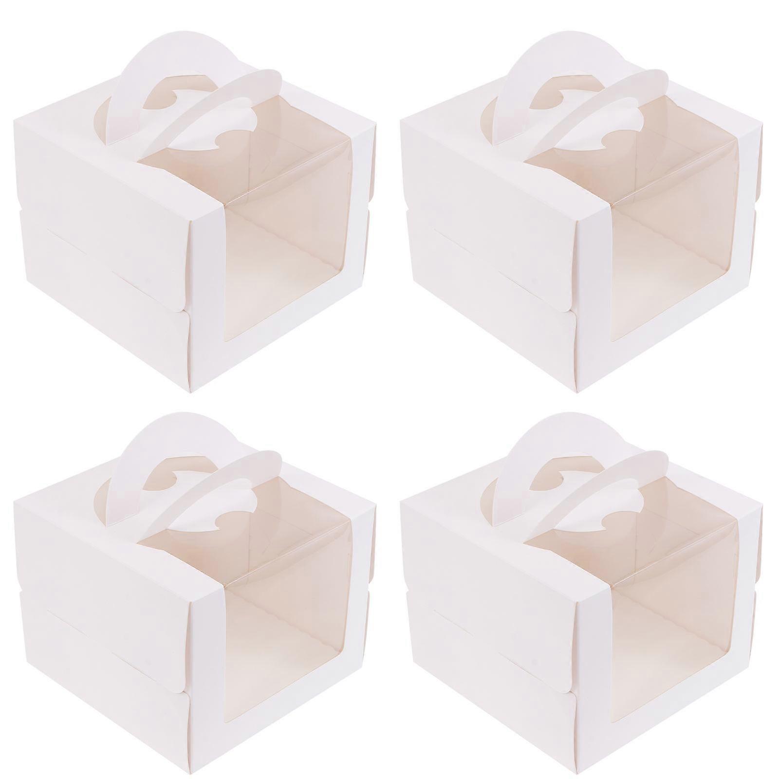 White Cake Boxes Decorative Birthday Cake Cases for Storage 4Pcs