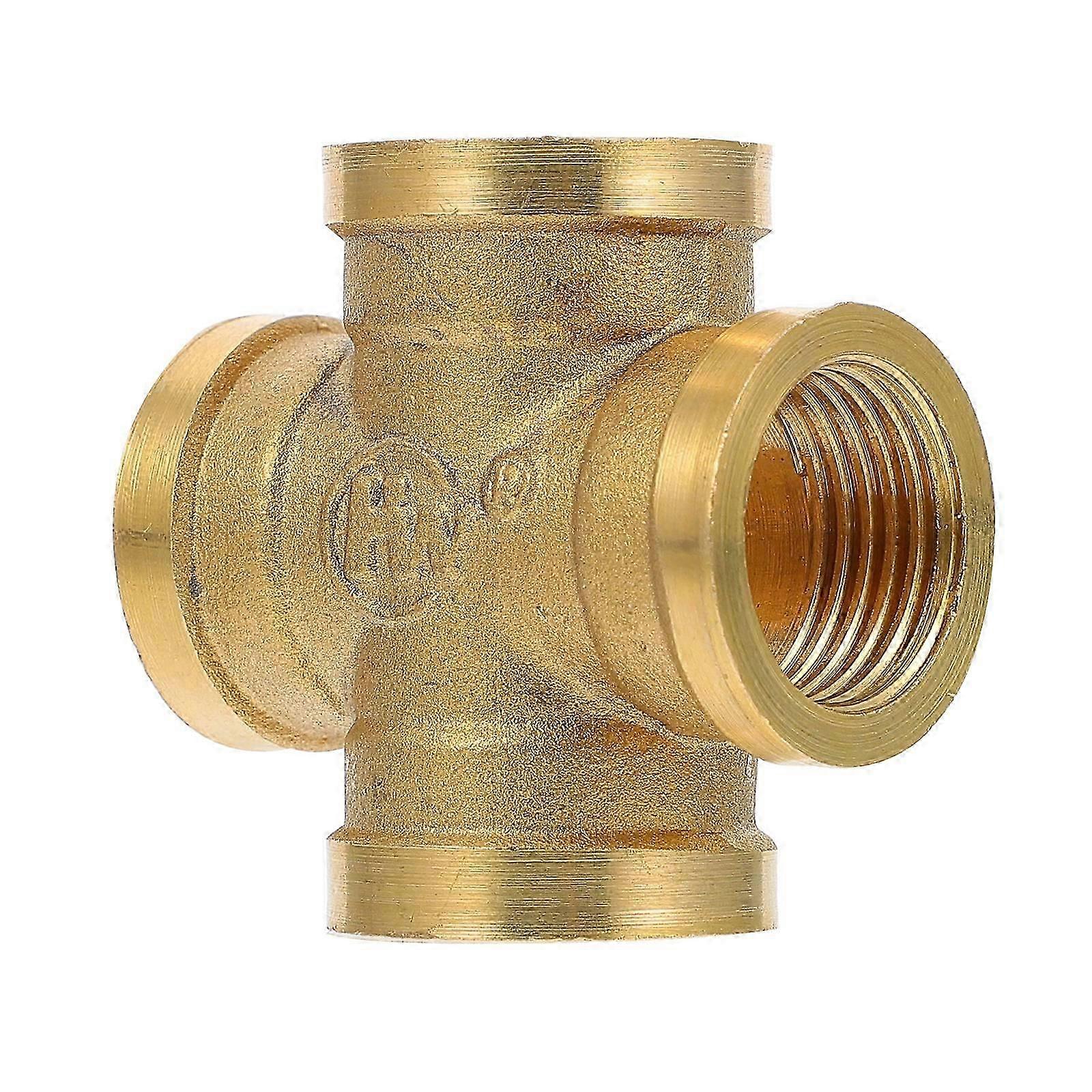 Brass 4 Way Pipe Connector Fitting with Threaded Joint for Pipe Use