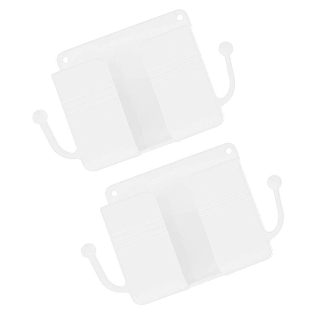 White Remote Controller Holder for Home Use Storage 2Pcs Set