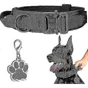 Tactical Dog Collar Nylon, Dog Collar For Large Dogs, Adjustable Dog Collar With Handle,perfect For German Shepherd L Black