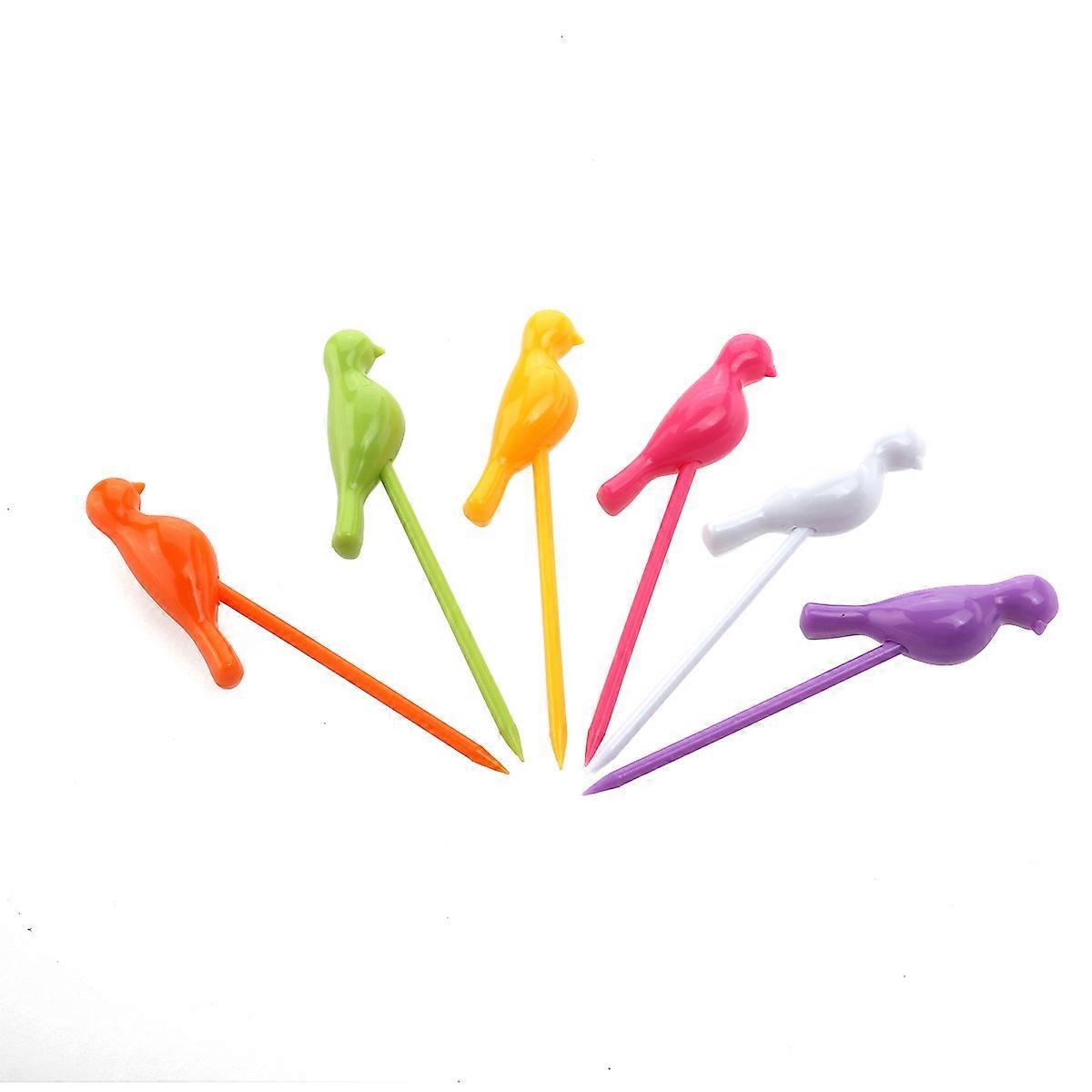 Tree and Bird Shaped Plastic Toothpick Fruit Fork (White)