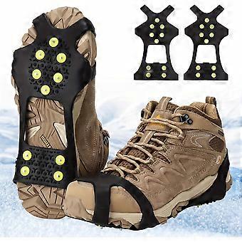1 Pair Winter Anti-Slip Rubber Ice Claws, Unisex 10-Claw Traction Spikes for Snow and Ice, Easy Install Outdoor Safety G [MI]