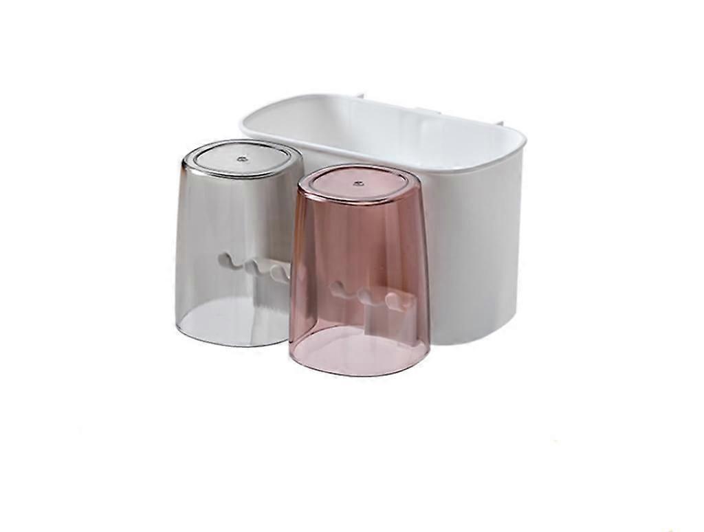 2pcs suit, multifunctional toothbrush holder, round transparent cup