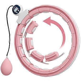 Smart Weighted  for Hula Hoop, Massage Hula Ring w/ 16 Detachable Knots, 360° Auto-Rotating Ball, Digital Counter, Pink