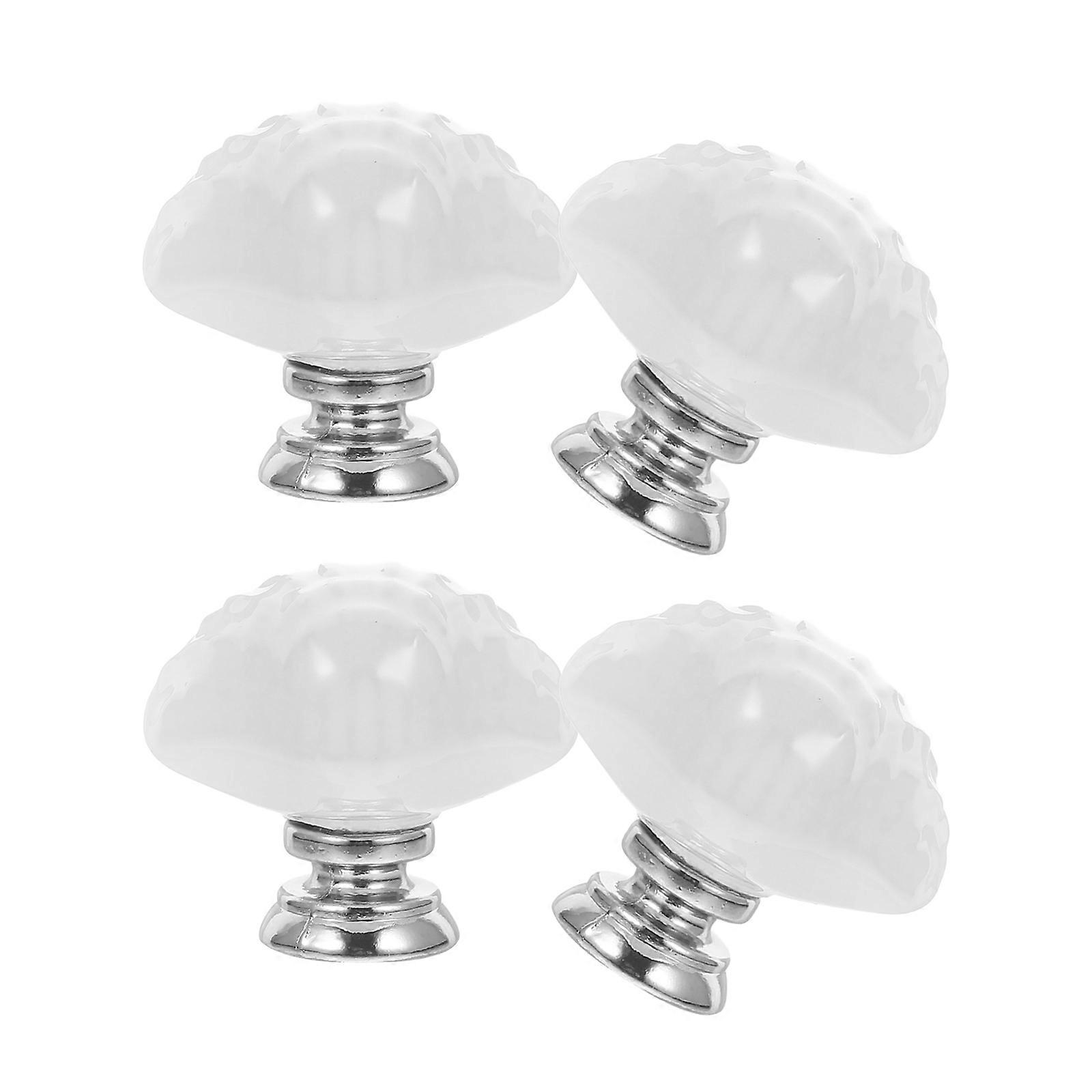 Pull Handle Ceramic Door Knobs Shell Design for Cupboard 4Pcs White